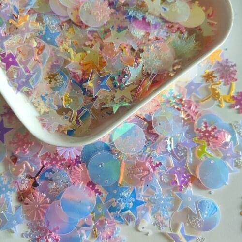 10-20 Grams of Mixed Sequins Are Used for Craft Flashing Five-pointed Star Swan Shell Curve Sequin Sewing Garment DIY Decoration