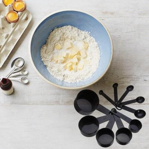 10pcs/set Black Measuring Cups Measuring Spoons Scoop for DIY Flour Powder Sauce Tea Measuring Cake Pastry Coffee Baking Tools
