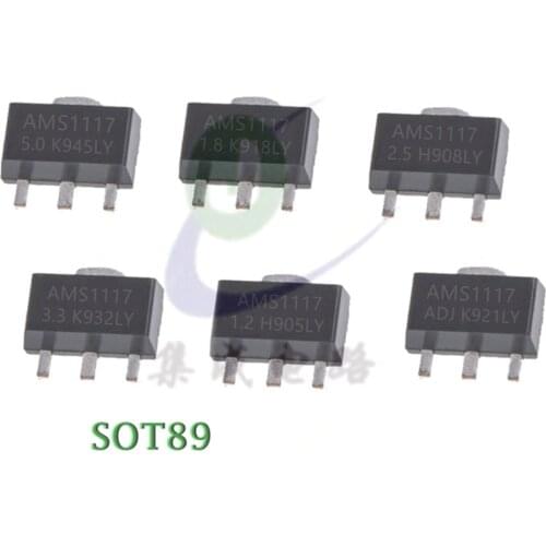 10PCS Linear Regulated Power Supply Chip AMS1117-1.2 1.5 1.8 2.5 3.3V 5.0V ADJ SOT89