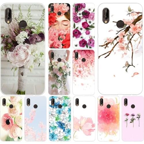104H Elegant Beautiful Flowers Soft Silicone Tpu Cover Case for huawei Nova 3 3i p smart