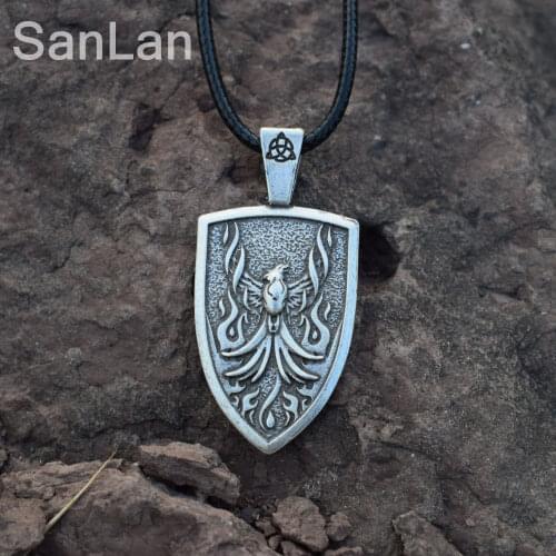 12pcs Original fire Phoenix pendant necklace Norse Rebirth Fire-birds pendants celtic animal SanLan Jewelry