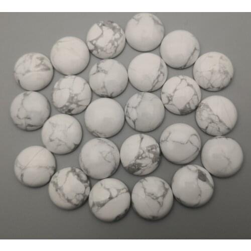 White Turquoises 20mm 20Pcs natural stone round cabochon beads for jewelry fashion charm Ring accessories no hole wholesale
