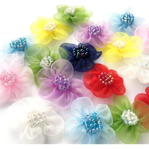 20pcs/pack 30mm Organza Bowknots Headwear Material Rosette DIY Hair-bow Garment Sewing Accessories