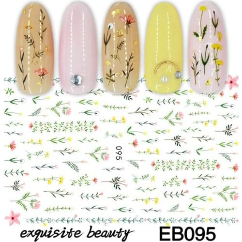 3D Nail Sticker Branch Leaf Flower Slider Nails Art Decoration Wraps Decals Cute Design Adhesive Manicure Tips Stickers Pegatina