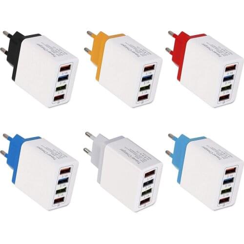 4 in 1 USB Charger QC 3.0 USB Port Fast Charger EU Plug USB Hub Wall Charger Travel Home Phone AC Power Adapter