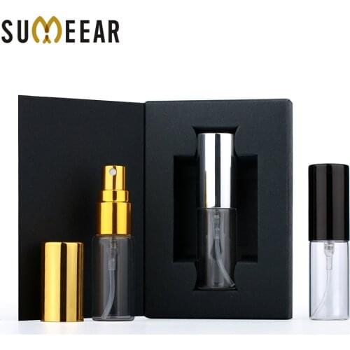 50 Pcs/Lot 5ml Spray Perfume Bottle Portable Aluminum Sprayer Accessory Gift Black And White Box