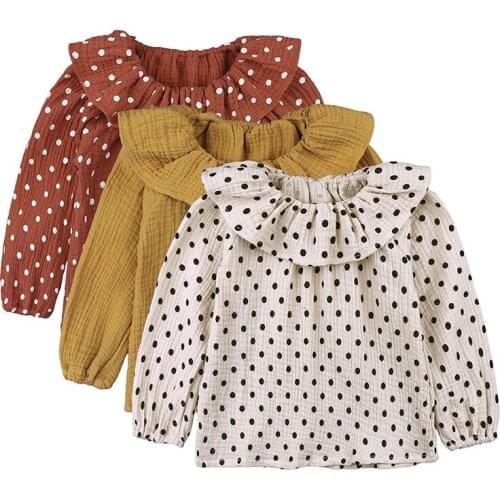 Toddler Girls Dots Blouses Autumn Spring Baby Cotton Shirts Kids Long Sleeve shirt Tops Girls Blouse 1-5Y Casual Girl Clothing