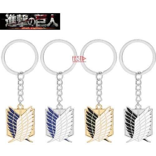 Attack on Titan Keychain Wings of Liberty Freedom Scouting Legion Eren Levi Keyring Key Holder Chain Ring Anime Jewelry Pendant