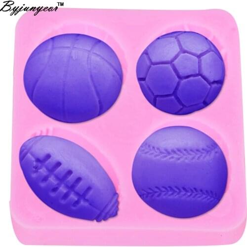 Byjunyeor M214 Football & Tennis UV Resin Silicone Mold Fondant Chocolate Candy Gumpaste Lollipop Crystal Epoxy Soft Clay Bake T