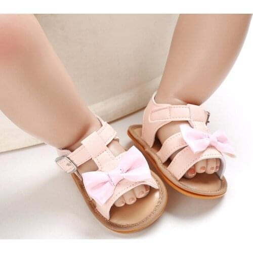0-18 M Baby Girls Bow PU Leather Breathable Soft Sandals