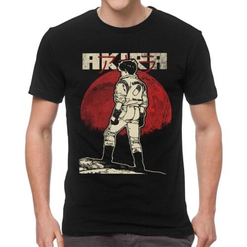 Vintage Anime Akira T-shirt Men Novelty T Shirt Short Sleeve Science fiction Manga Moon Shotaro Kaneda Tshirt Cotton Tees Top