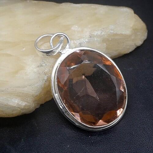 Gemstonefactory Jewelry Big Promotion 925 Silver Solitaire Oval Shape Honey Topaz Women Ladies Gifts Necklace Pendant 0980