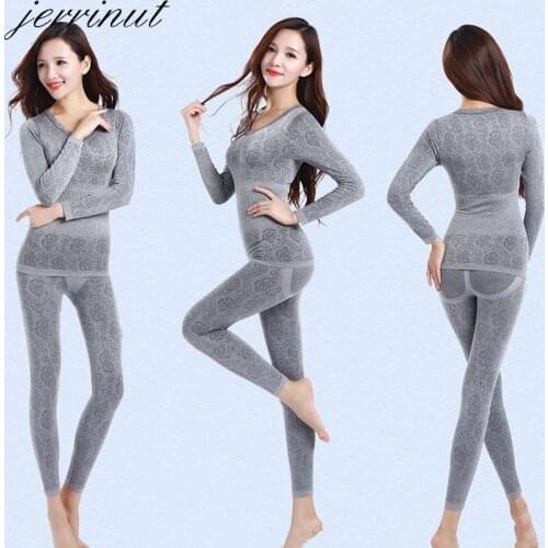 Jerrinut Thermal Underwear Women Long Johns Women For Winter Warm Long Johns Cotton Sexy Thermal Underwear Set For Women