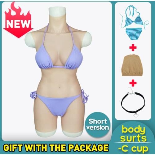 Short Version Silicone Breast Forms C Cup Boobs Whole Body Suits for Drag Queen Crossdresser Shemale