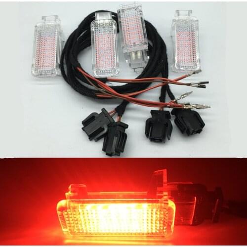 Red Car Interior Door Warning Welcome Led Light Cable Wiring Harness For A3 A4 B8 A5 A6 S6 C7 C8 A7 A8 Q3 Q5 Q7 TT RS3 RS4 TTRS