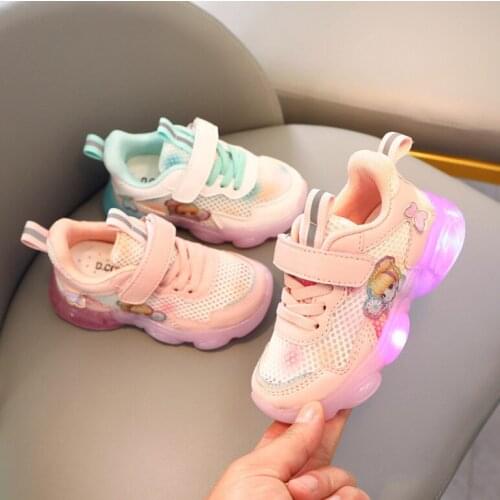 Disney Girls Sneaker Spring cartoon princess school student Casual Shoes LED Europe size 21-31