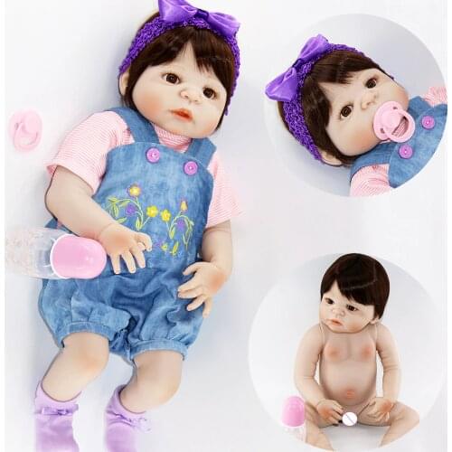Bebes reborn girl dolls 22"55cm full body silicone reborn baby victoria girl lifelike children gift toy dolls alive bonecas
