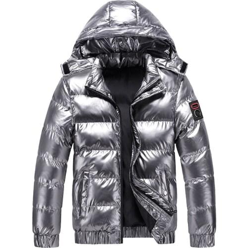 Winter Coat Men White Duck Down Jacket Mens Thick Warm Snow Parka mens Hooded Bright color Down Jacket Overcoat