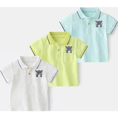 Summer Kids Polo Shirts Short Sleeve Solid Color Gentleman Tee Tops Kid Boys Cotton Turn-down Collar Pocket Polo Shirt