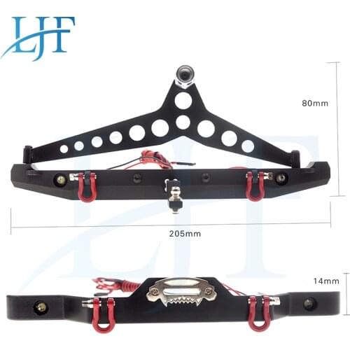 LJF 1 pcs / Set TRX4 Metal Front/ Rear Camel Trophy Bumper with Light for 1/10 RC Crawler Car Traxxas TRX4 TRX-4 Defender L258