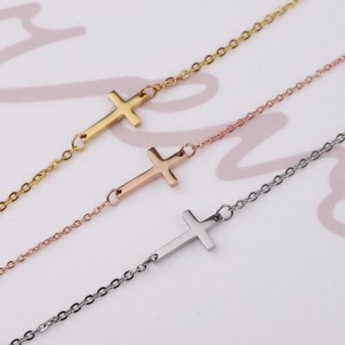 Fashion Stainless Steel Bracelets Link O-shaped Chain Cross Golden Bracelet Jewelry For Women Gifts