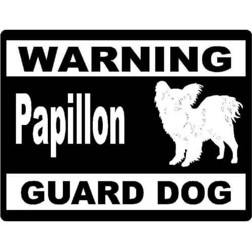 15cm*11.5cm Fashion Warning Papillon Guard Dog Personality Vinyl Car Stickers C5-1934