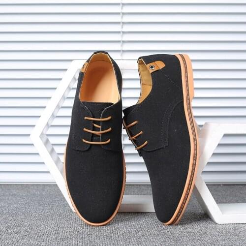 Oxford Casual Men Shoes 2021 Autumn Suede Leather Classic Shoes Comfortable Footwear Dress Shoes 38-48 Large Size Flats Sneakers