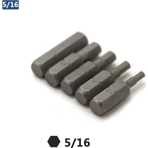 5PCS/SET 30mm long 8mm 5/16 inch Hex Shank Multi-purpose Heavy Duty Impact Hexagon Screwdriver Bit Set Tools Hex H3 H4 H5 H6 H8