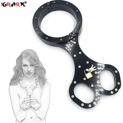 BDSM Couples Sex Toy Fetish Slaves Restraints Chastity Device Neck Collar Handcuffs With Lock Bondage SM Adult Games Sex Product