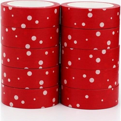 NEW 10pcs/Lot Decorative Red Dots Bubbles Christmas Washi Tapes DIY Scrapbooking Planner Adhesive Masking Tape Cute Stationery