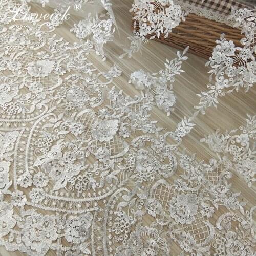 New New Style 1yard 125cm width white vintage embroidery lace fabric French lace fabric mesh tulle lace for wedding dress