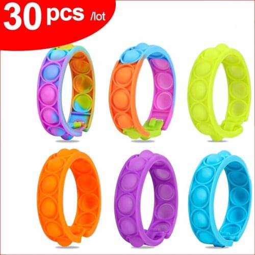 Wholesale 30pcs Rainbow Fidget Stress Relief Squeeze Toys for Kid Squishy Sensory Anti Stress Game Hand Simple Dimple Relax