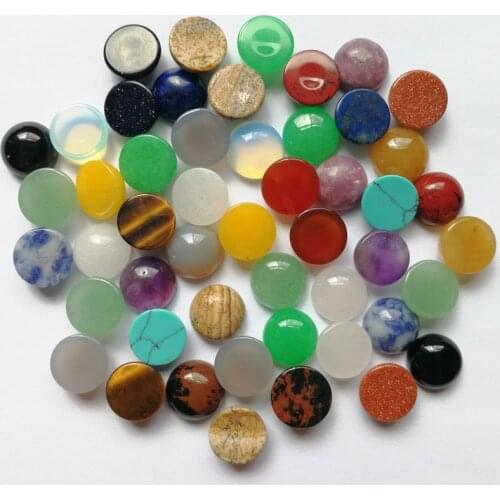 Wholesale charms 10mm round CAB CABOCHON mixed natural stone beads for jewelry Accessories 50pcs 4 6 10 8 12 20mm free shipping