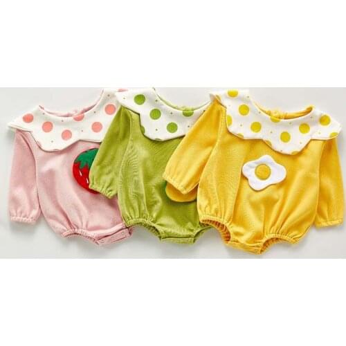 Autumn Baby Boys Jumpsuit Long Sleeves Bodysuit Baby Girls Clothes Clothing Cotton Doll collar Fruit Cartoon Infant Bodysuit