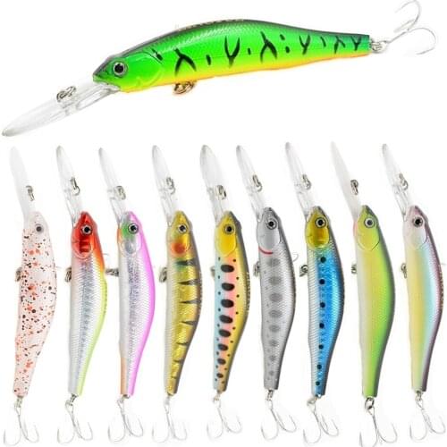 1pcs 12cm 13.4g Long Tongue Minnow fishing lure Slow Sinking Crankabits fishing Wobblers Hard Baits Far-casting Magnet System
