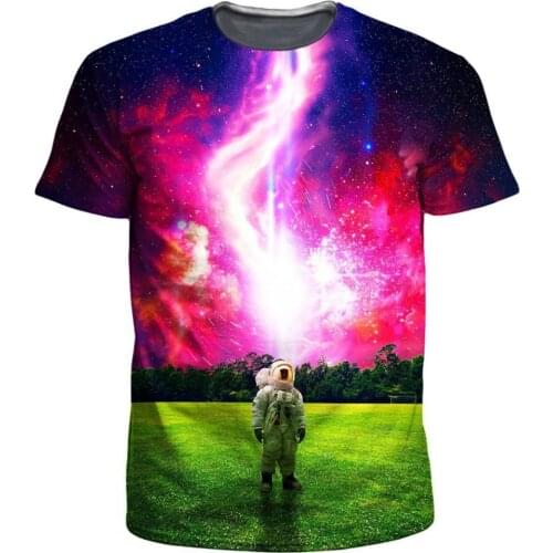 YX GIRL Drop shipping Fashion Mens t-shirt New World astronaut Printed 3D Galaxy T Shirt streetwear summer Harajuku t shirts
