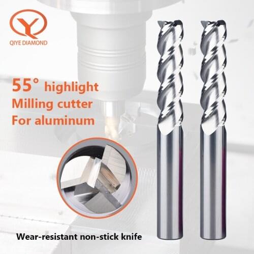 QIYE 3 Flute Carbide Milling Cutter Tungsten End Mill CNC Tool 1~20mm HRC55For Aluminum Fiberglass Copper