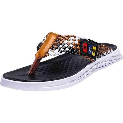 Sandals slide roman sandalia zandalias homme sandalle sandalet leather genuine sandalias de for summer masculina 2020 ete man