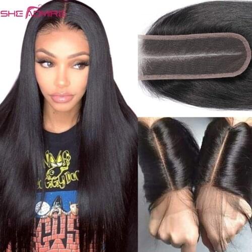 She Admire 14-24 Inch Straight 2X6 Lace Closure Pre Plucked Remy Human Hair Middle Part On Sale
