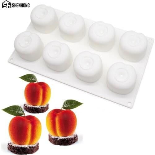 SHENHONG Peach Cherry 3D Art Cake Moule Pop Silicone Decoration Mold Mousse Silikonowe Formy Baking Pastry Mould