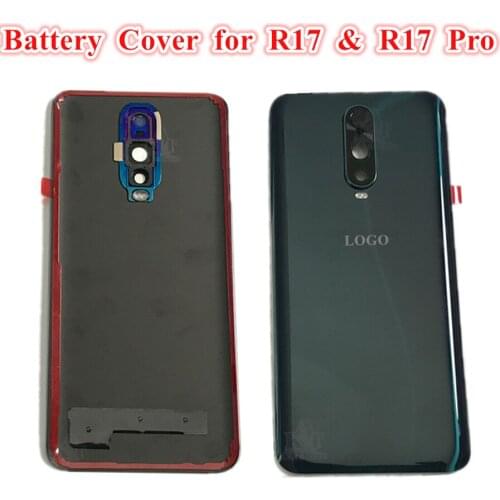 1Pcs New Glass Battery Back Rear Cover Door Housing With Camera Lens Adhesive repair For OPPO R17 vs R17 Pro Replacement Parts