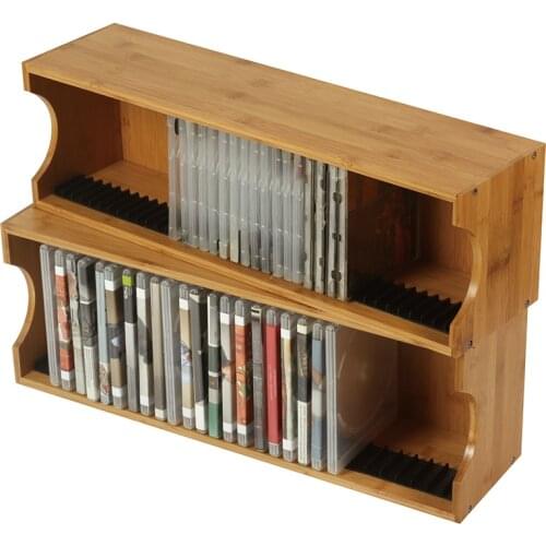 High Capacity CD Storage Rack PS4 Game Disc Rack Desktop CD Rack Solid Wood Blu-ray Disc Game CD Rack Decorative Partition Wall
