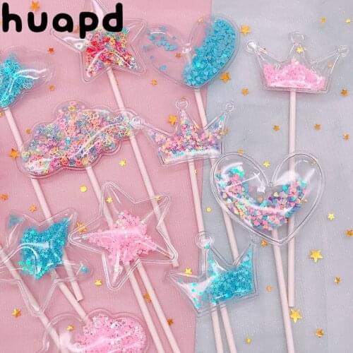 2pcs transparent sequin cake topper baby shower birthday DIY cake topper decoration banner cake topper birthday party supplies