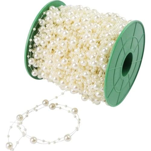 60M Pearl Garland Pearl Ribbon Wedding Decoration Pearl String Table Decoration Pearl Necklace Christmas Tree Decoration