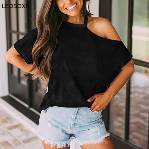 Womens Clothing 2021 Summer New Fashion Solid Color Short-sleeved Round Neck T-shirt Off-the-shoulder Top Female