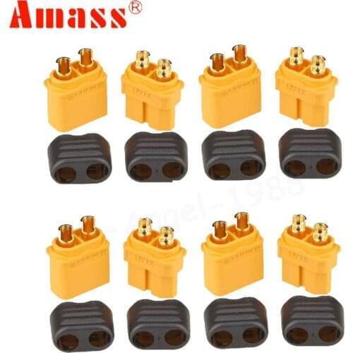 10 x Amass XT60+ Plug Connector With Sheath Housing 5 Male 5 Female (5 Pair )