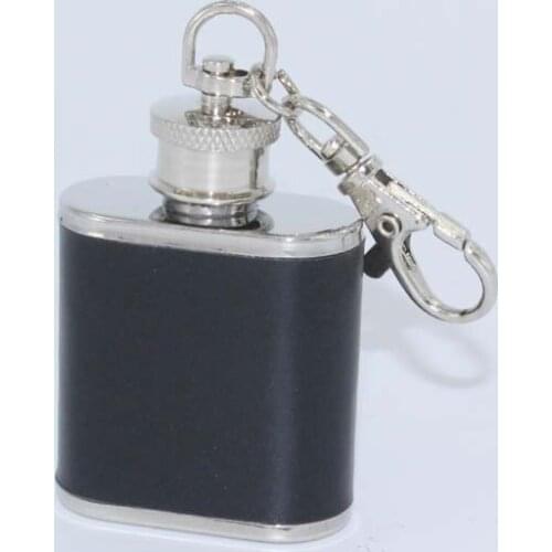 100pcs/lot 1oz carry pocket small jug jugs portable 1 oz stainless steel hip flask outdoor mini jug wine flask keychain 37g flas