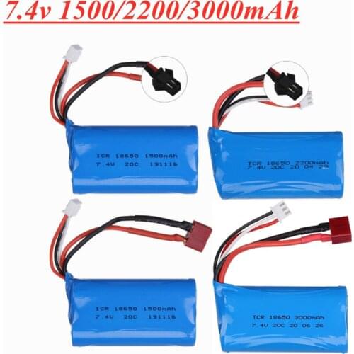 18650 7.4V 1500mAh 2200mAh 3000mAh lipo Battery for Q46 Wltoys 10428 /12428/12423 WPL MN99S D90 U12A S033g Q1 H101 Rc Boats Cars