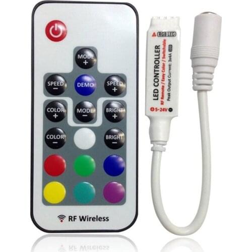 20pcs NEW DC5-24V Mini 17 Keys RF Wireless Remote Control 3528 5050 RGB LED Light strip Lamp DC