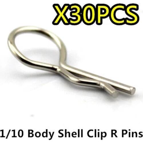 30pcs Universal Stainless Steel Body Shell Clip R Pins for 1/10 1/12 RC Hobby Model Car HPI HSP Trax Axial Kyosho Himoto